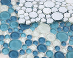 Lucy Ocean Circular Glass Mosaic Tile-Glass Mosaic-American Tile Depot