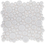 Lucy Snow Polished Circular Glass Mosaic Tile-Glass Mosaic-American Tile Depot