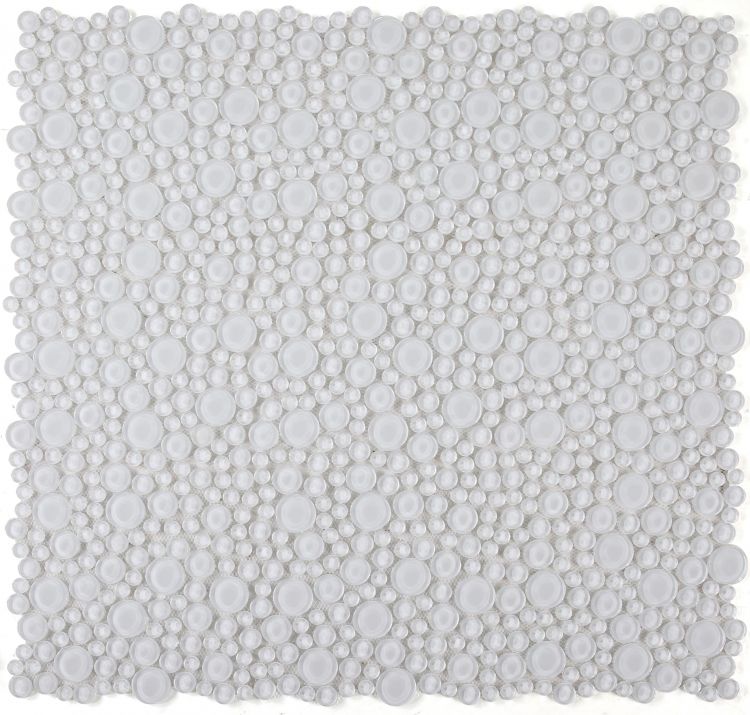 Lucy Snow Polished Circular Glass Mosaic Tile-Glass Mosaic-American Tile Depot