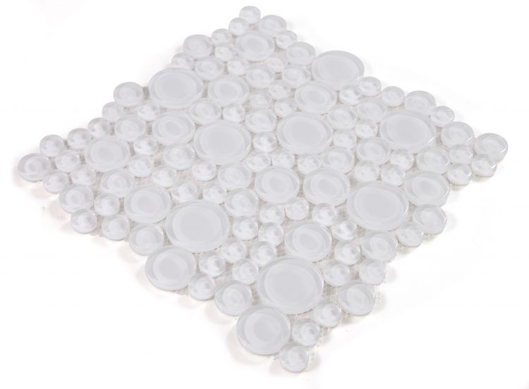 Lucy Snow Polished Circular Glass Mosaic Tile-Glass Mosaic-American Tile Depot