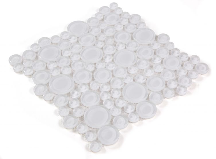 Lucy Snow Polished Circular Glass Mosaic Tile-Glass Mosaic-American Tile Depot