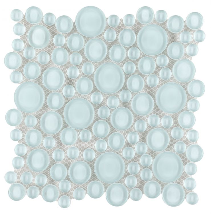 Lucy Turquoise Circular Glass Mosaic Tile-Glass Mosaic-American Tile Depot