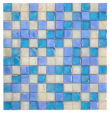 1 x 1 Aquarius Beach Square Glass Mosaic Tile