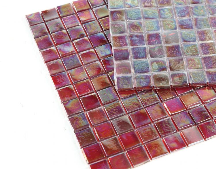 1 x 1 Aquarius Burgundy Square Glass Mosaic Tile-Glass Mosaic-American Tile Depot