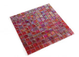 1 x 1 Aquarius Burgundy Square Glass Mosaic Tile