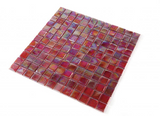 1 x 1 Aquarius Burgundy Square Glass Mosaic Tile