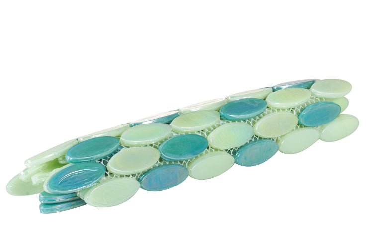 Summer Green Oval Glass Mosaic Tile-Glass Mosaic-American Tile Depot