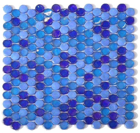 Summer Ocean Penny Circular Glass Mosaic Tile