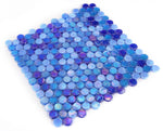 Summer Ocean Penny Circular Glass Mosaic Tile-Glass Mosaic-American Tile Depot