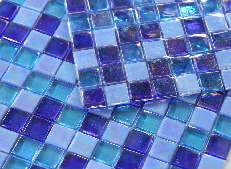 1 x 1 Aquarius Ocean Square Glass Mosaic Tile-Glass Mosaic-American Tile Depot