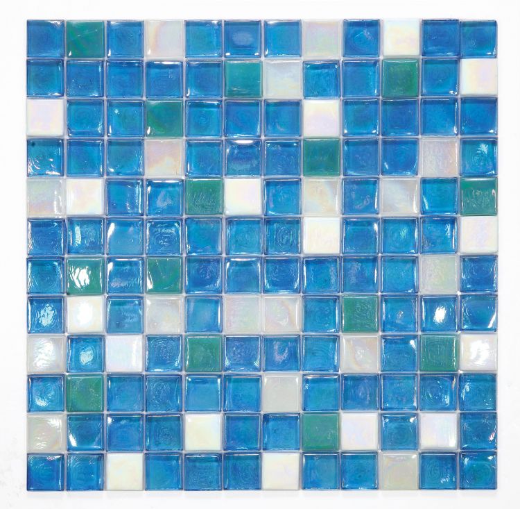 1 x 1 Aquarius Sky Square Glass Mosaic Tile-Glass Mosaic-American Tile Depot