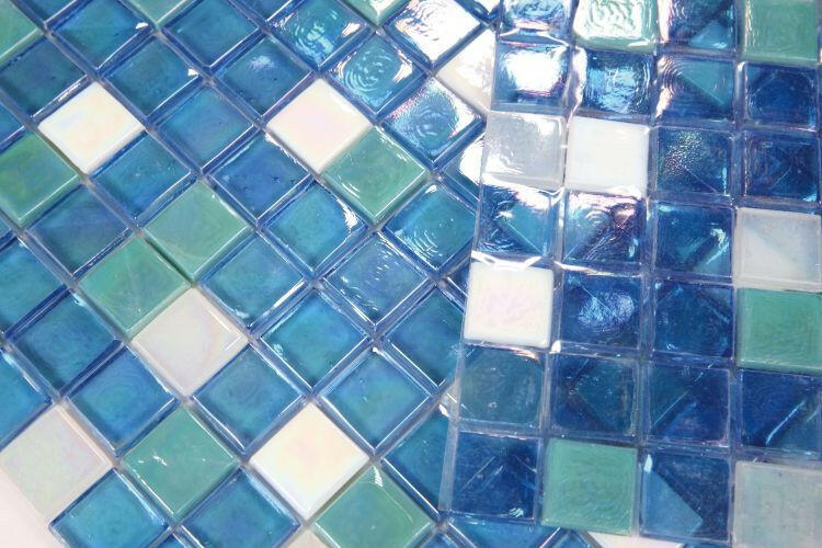 1 x 1 Aquarius Sky Square Glass Mosaic Tile-Glass Mosaic-American Tile Depot