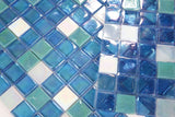 1 x 1 Aquarius Sky Square Glass Mosaic Tile
