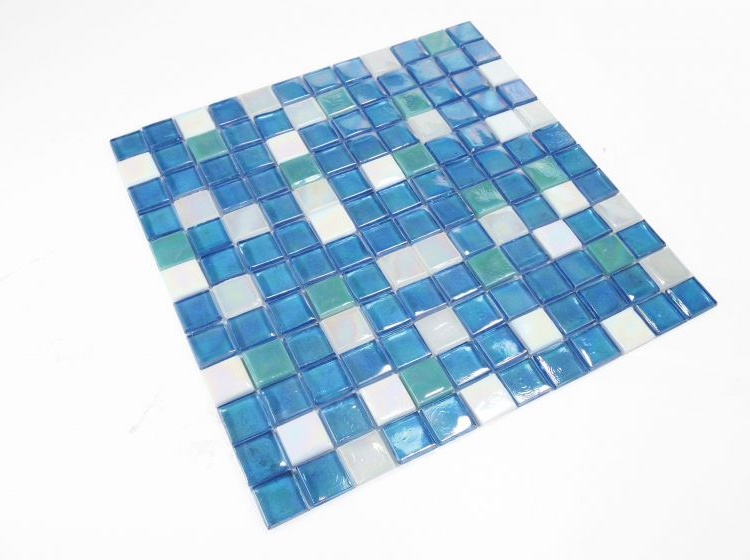 1 x 1 Aquarius Sky Square Glass Mosaic Tile-Glass Mosaic-American Tile Depot