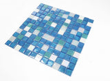 1 x 1 Aquarius Sky Square Glass Mosaic Tile