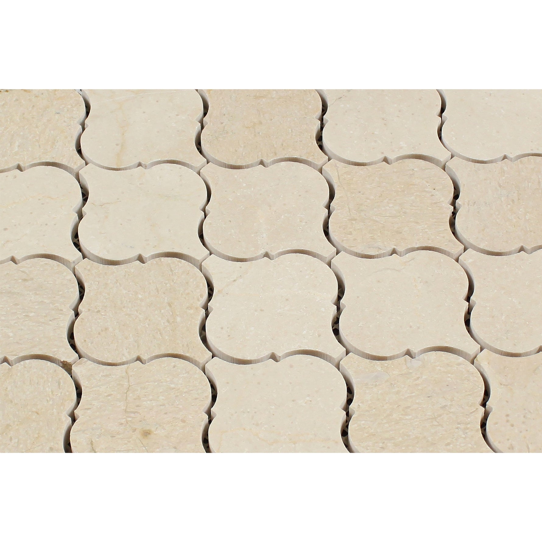 Crema Marfil Marble Polished Lantern Arabesque Mosaic Tile