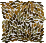 Laurel Gold Flower Glass Mosaic Tile-Glass Mosaic-American Tile Depot