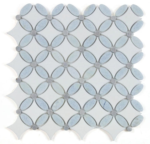 Precious Stone Lavender Crystal Ocean Circular Marble Mosaic Tile