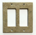 Light Walnut Travertine Double Rocker Switch Wall Plate / Switch Plate / Cover - Honed-Travertine Wall/Switch Plate-American Tile Depot