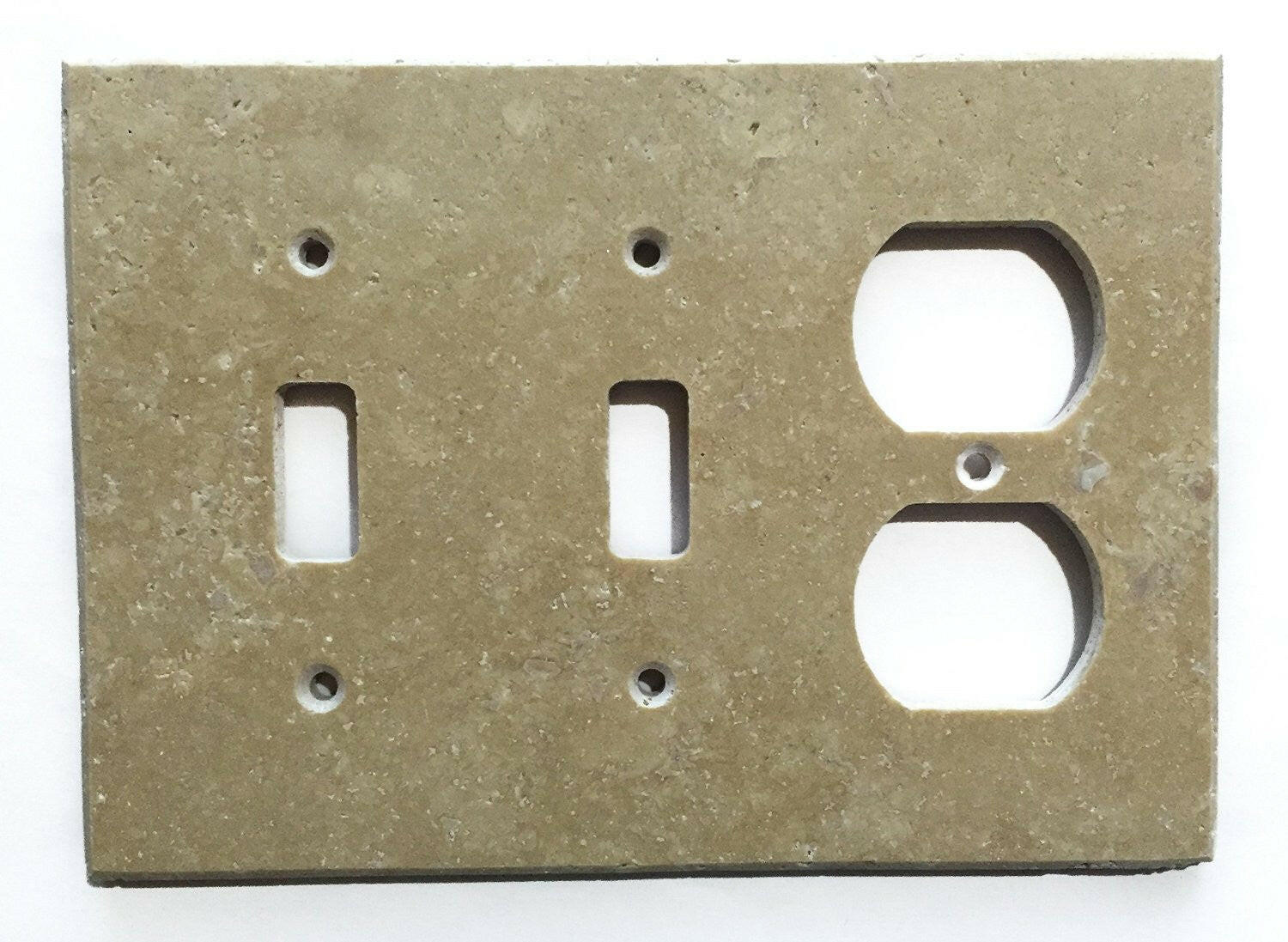 Light Walnut Travertine Double Toggle Duplex Switch Wall Plate / Switch Plate / Cover - Honed-Travertine Wall/Switch Plate-American Tile Depot