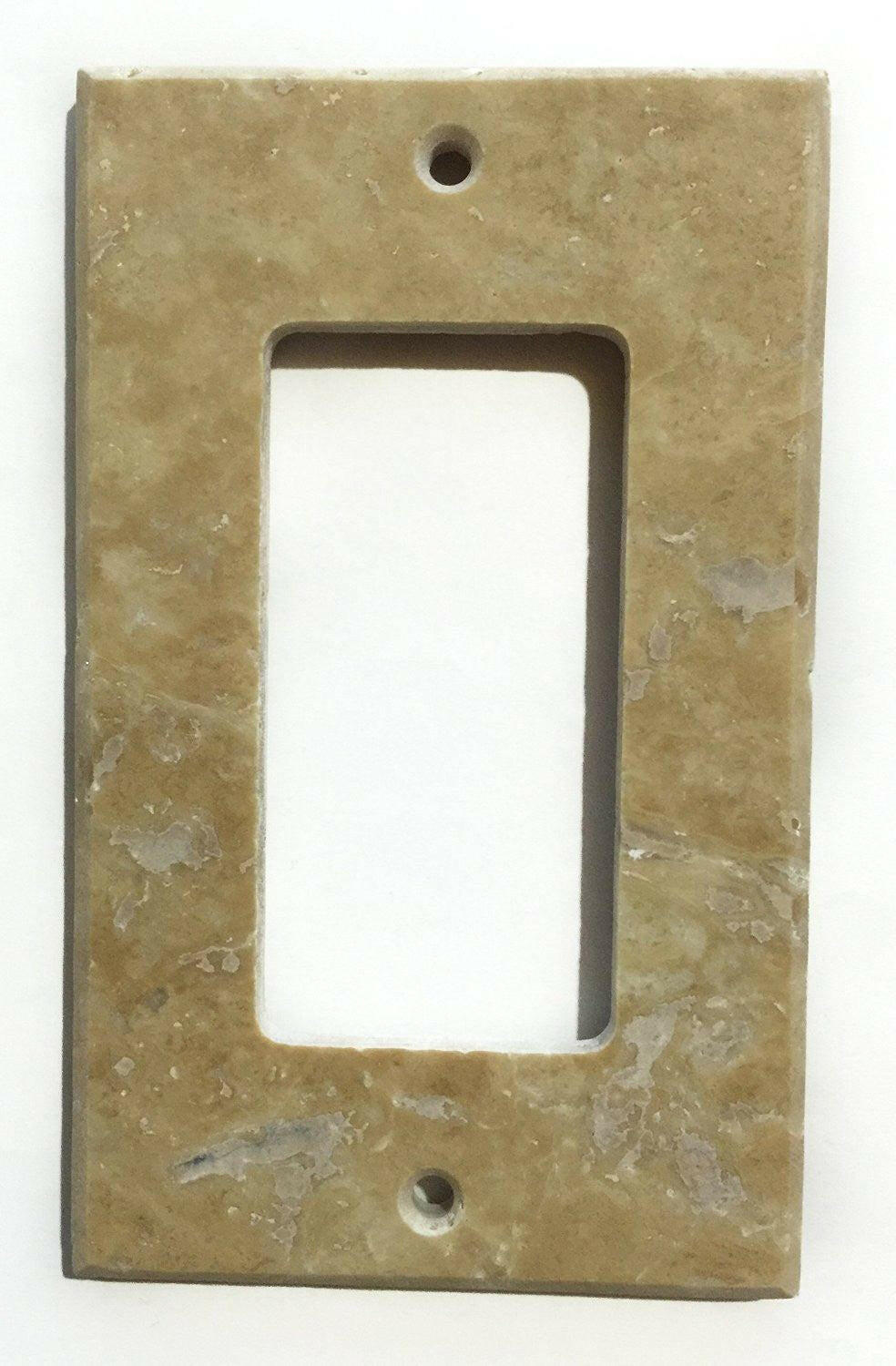 Light Walnut Travertine Single Rocker Switch Wall Plate / Switch Plate / Cover - Honed-Travertine Wall/Switch Plate-American Tile Depot