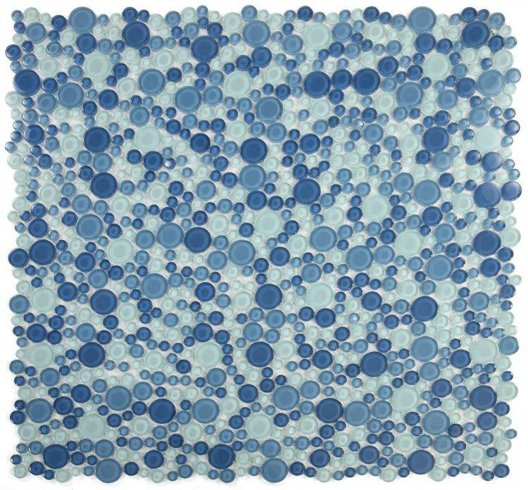 Lucy Blue Polished Circular Glass Mosaic Tile-Glass Mosaic-American Tile Depot