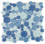 Lucy Blue Polished Circular Glass Mosaic Tile-Glass Mosaic-American Tile Depot