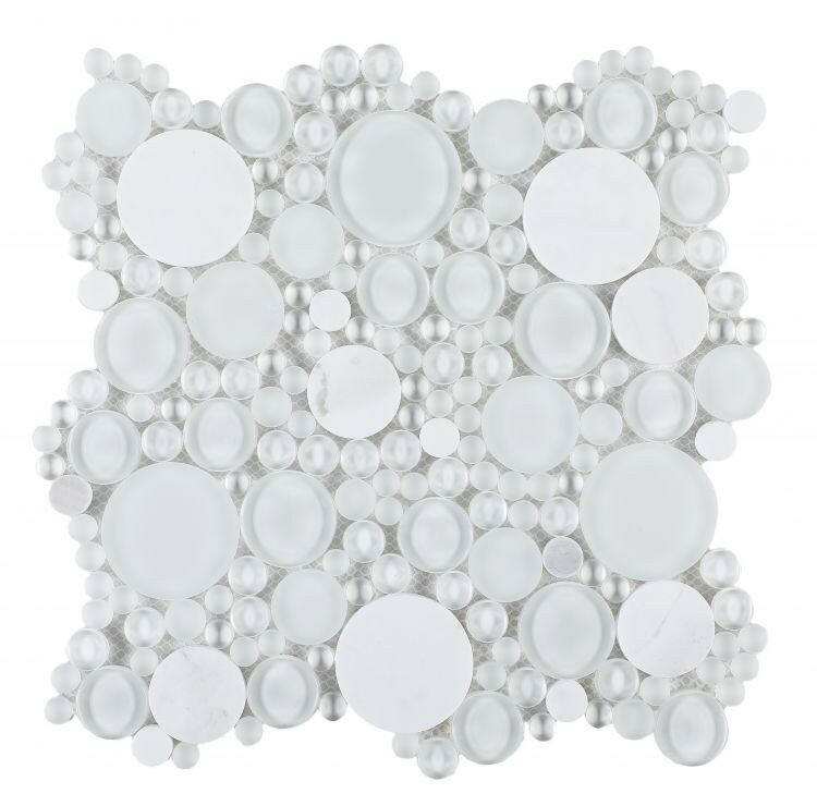 Lucy Carrara Circular Mosaic Tile-Mixed Mosaic-American Tile Depot