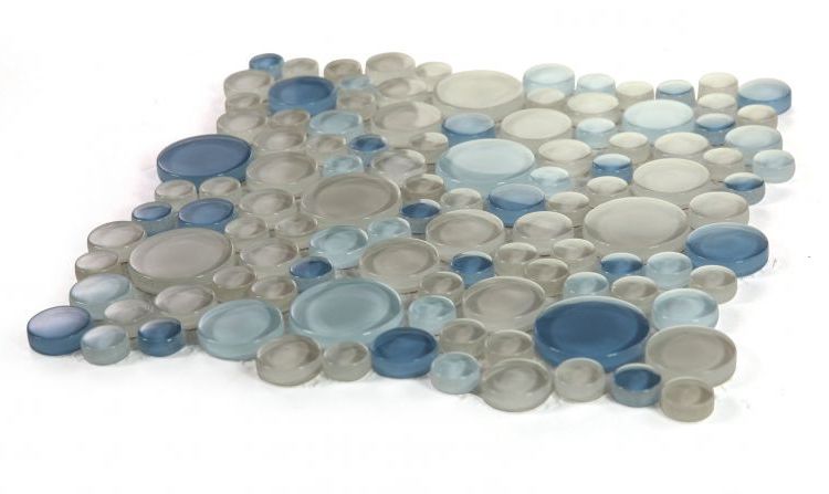 Lucy Cielo Polished Circular Glass Mosaic Tile-Glass Mosaic-American Tile Depot