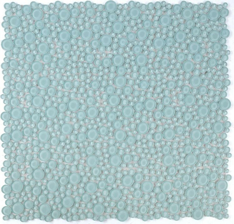 Lucy Mint Polished Circular Glass Mosaic Tile-Glass Mosaic-American Tile Depot