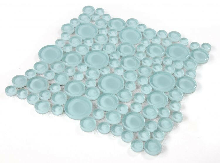 Lucy Mint Polished Circular Glass Mosaic Tile-Glass Mosaic-American Tile Depot