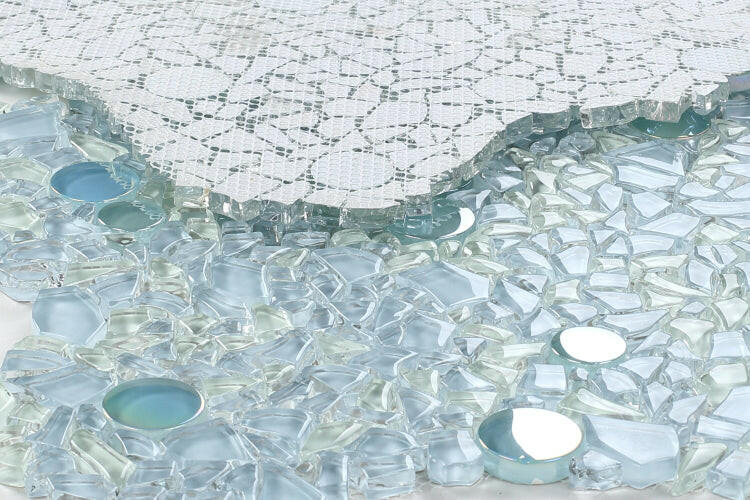 Lucy Shimmer Blue Circular & Pebble Glass Mosaic Tile-Glass Mosaic-American Tile Depot