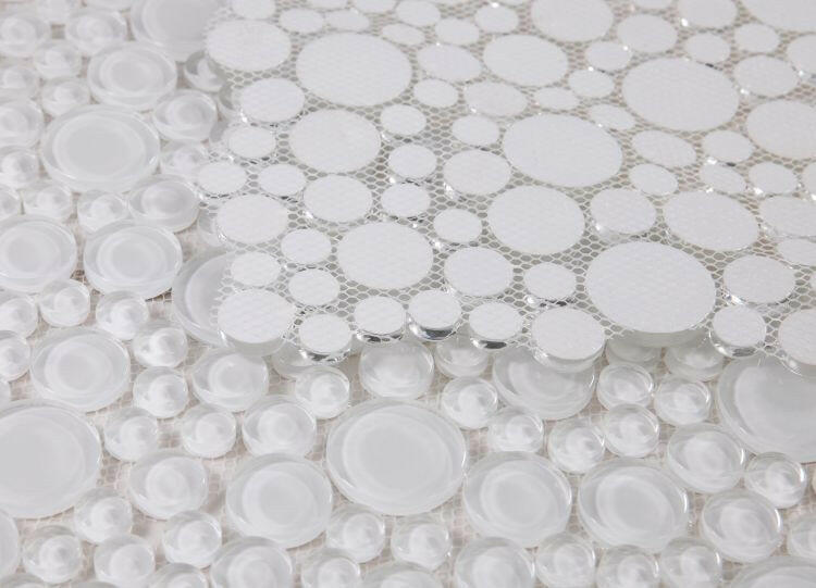 Lucy Snow Polished Circular Glass Mosaic Tile-Glass Mosaic-American Tile Depot