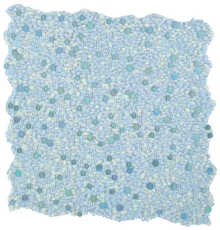 Lucy Shimmer Blue Circular & Pebble Glass Mosaic Tile-Glass Mosaic-American Tile Depot