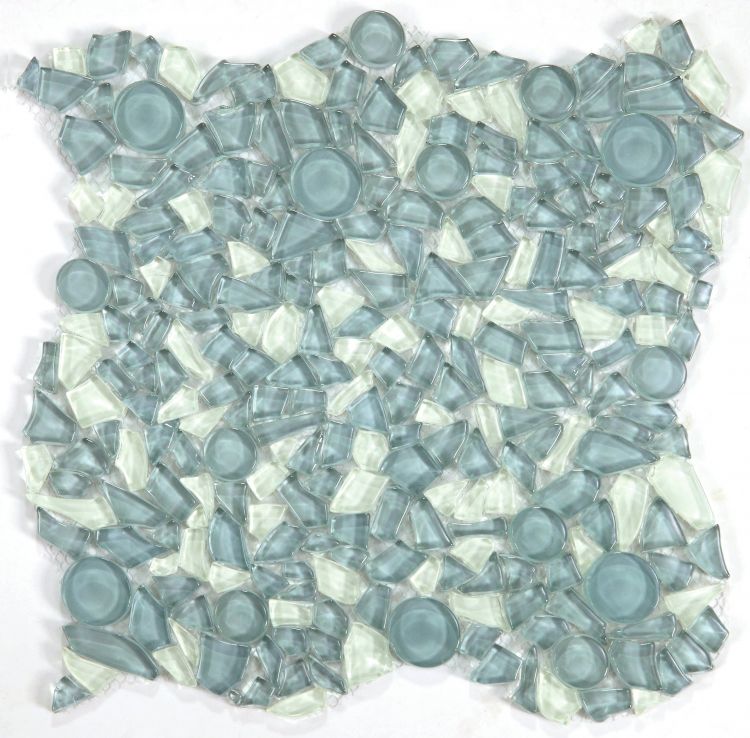 Sample of Lucy Shimmer Grey Circular & Pebble Glass Mosaic Tile-Glass Mosaic-American Tile Depot