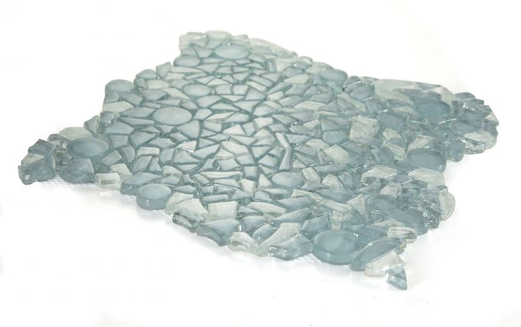 Lucy Shimmer Grey Circular & Pebble Glass Mosaic Tile-Glass Mosaic-American Tile Depot