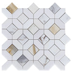 Luna Calacatta Gold Polished Octagon Marble Mosaic Tile-Marble Mosaic-American Tile Depot