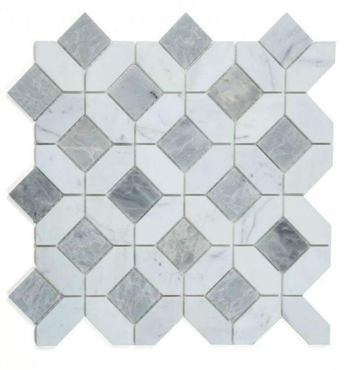 Luna Dawn Polished Octagon Marble Mosaic Tile-Marble Mosaic-American Tile Depot