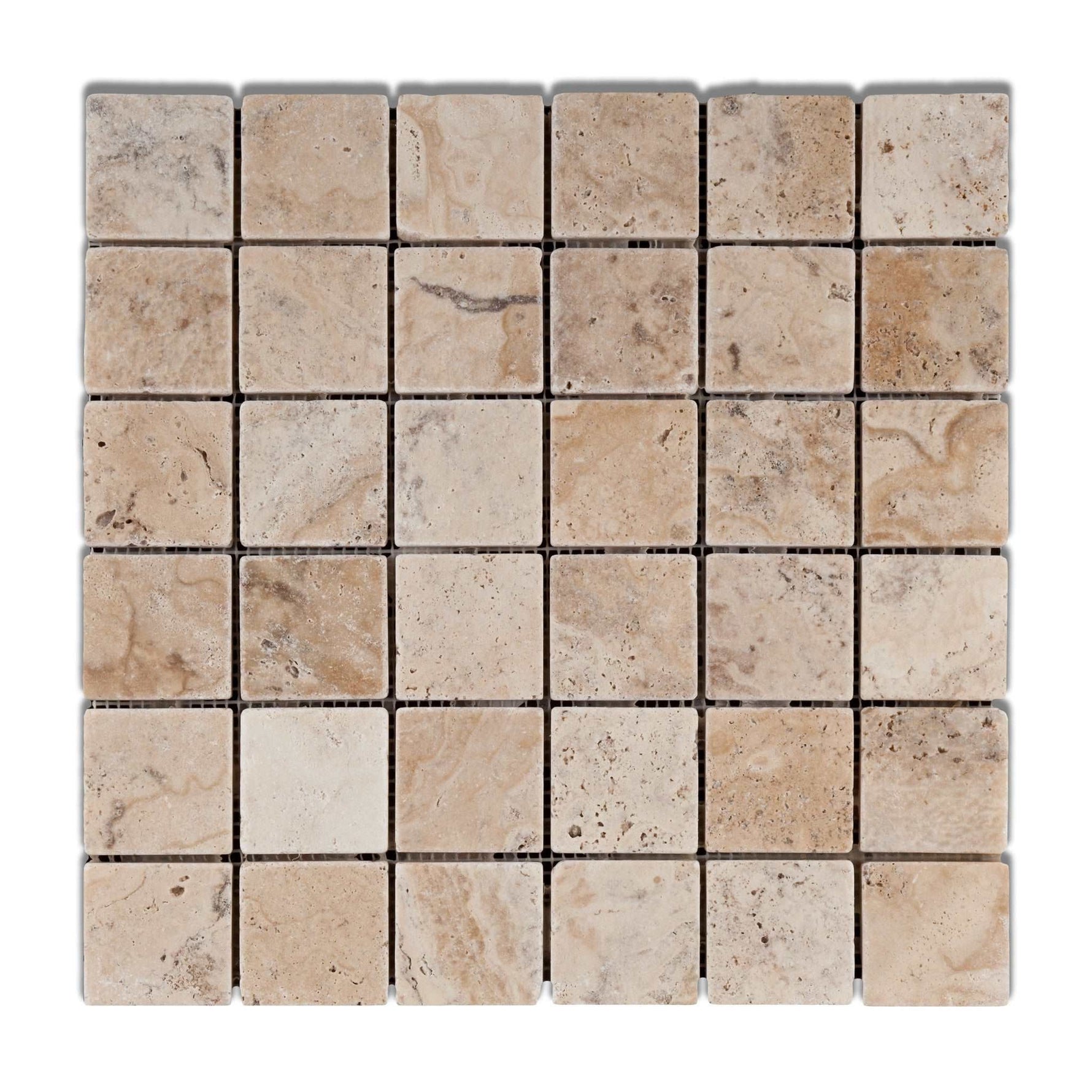 2 X 2 Philadelphia Travertine Tumbled Mosaic Tile-Travertine Mosaic-American Tile Depot