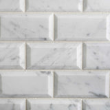 2 X 4 Carrara White Marble Polished & Beveled Brick Mosaic Tile