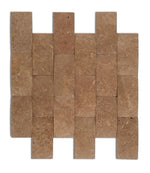 2 X 4 Noce Travertine CNC Arched 3-D Brick Mosaic Tile-Travertine Mosaic-American Tile Depot