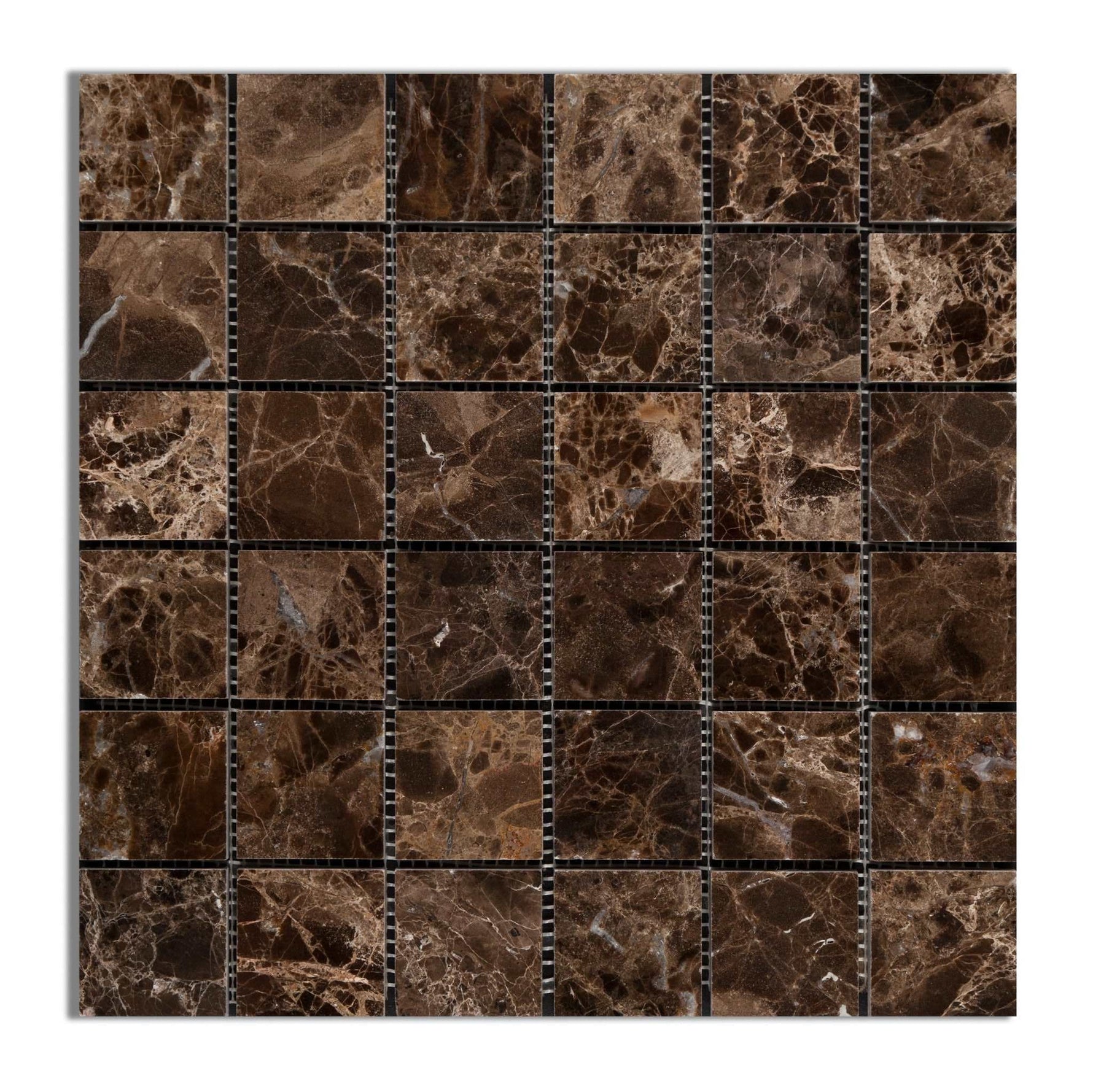 2 X 2 Emperador Dark Marble Polished Mosaic Tile-Marble Mosaic-American Tile Depot