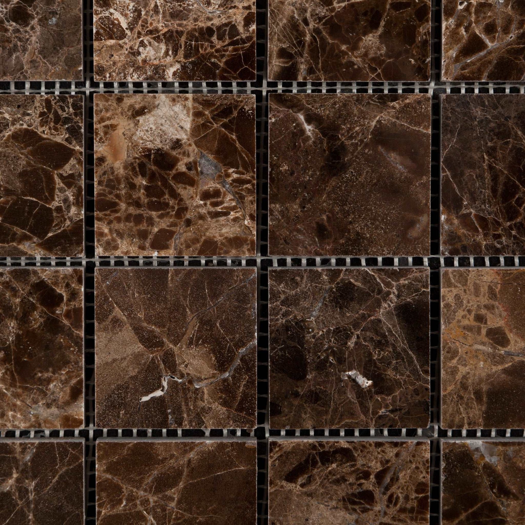 2 X 2 Emperador Dark Marble Polished Mosaic Tile