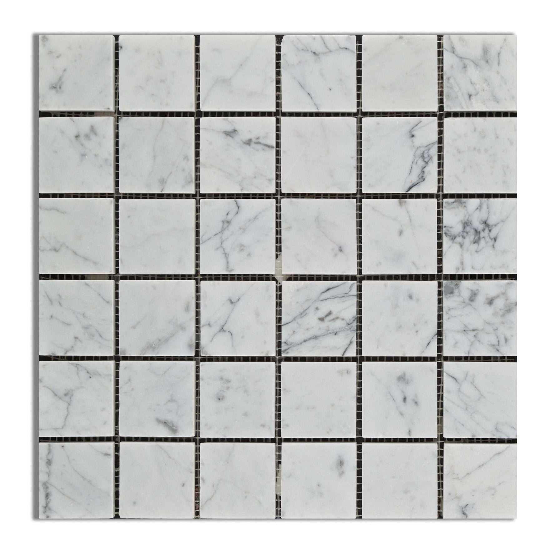 2 X 2 Carrara White Marble Polished Mosaic Tile-Marble Mosaic-American Tile Depot