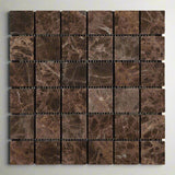 2 X 2 Emperador Dark Marble Tumbled Mosaic Tile-Marble Mosaic-American Tile Depot