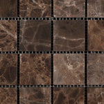 2 X 2 Emperador Dark Marble Tumbled Mosaic Tile