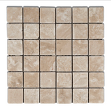 2 X 2 Durango Cream Travertine Tumbled Mosaic Tile