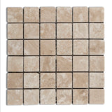 2 X 2 Durango Cream Travertine Tumbled Mosaic Tile-Travertine Mosaic-American Tile Depot