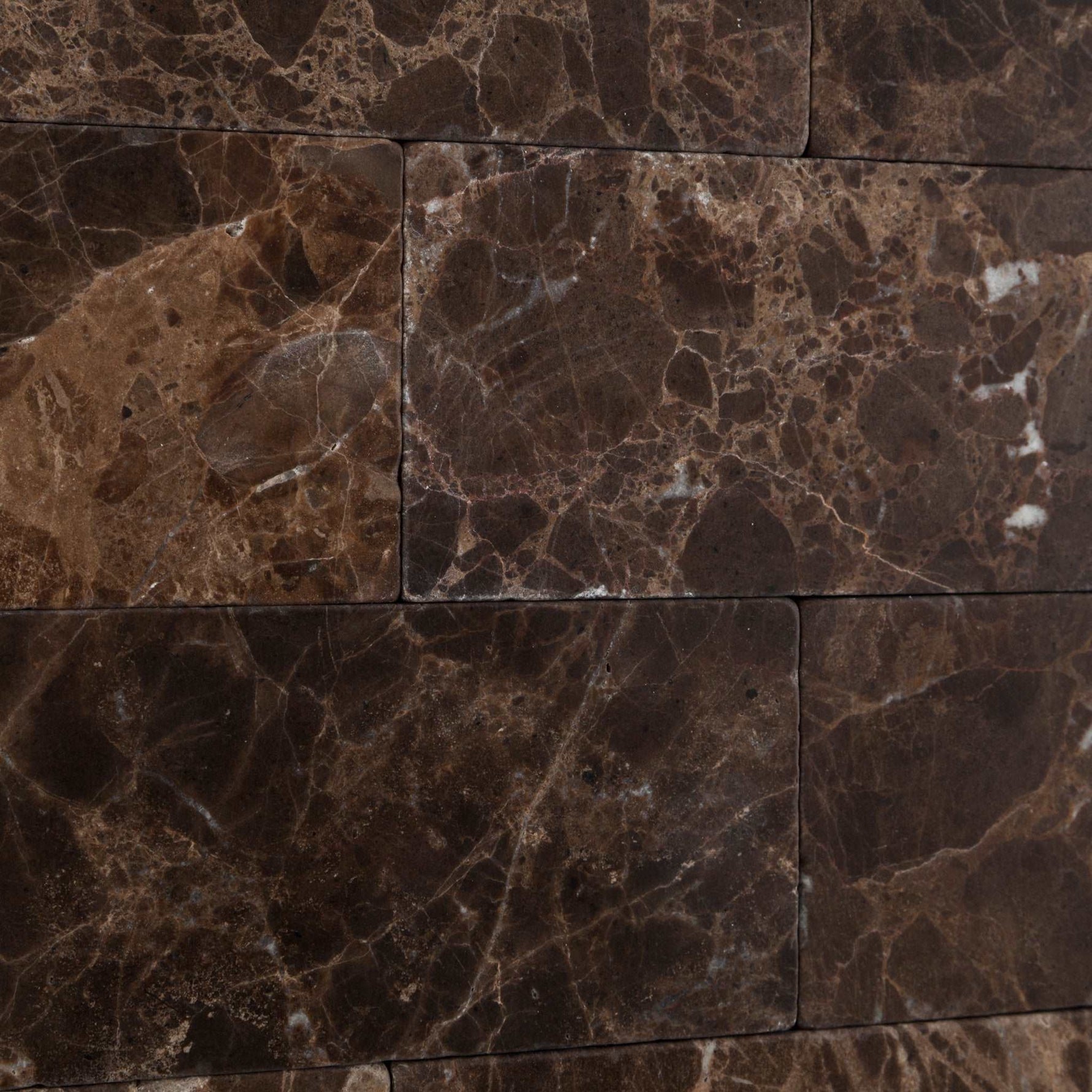 3 X 6 Emperador Dark Marble Tumbled Subway Brick Field Tile