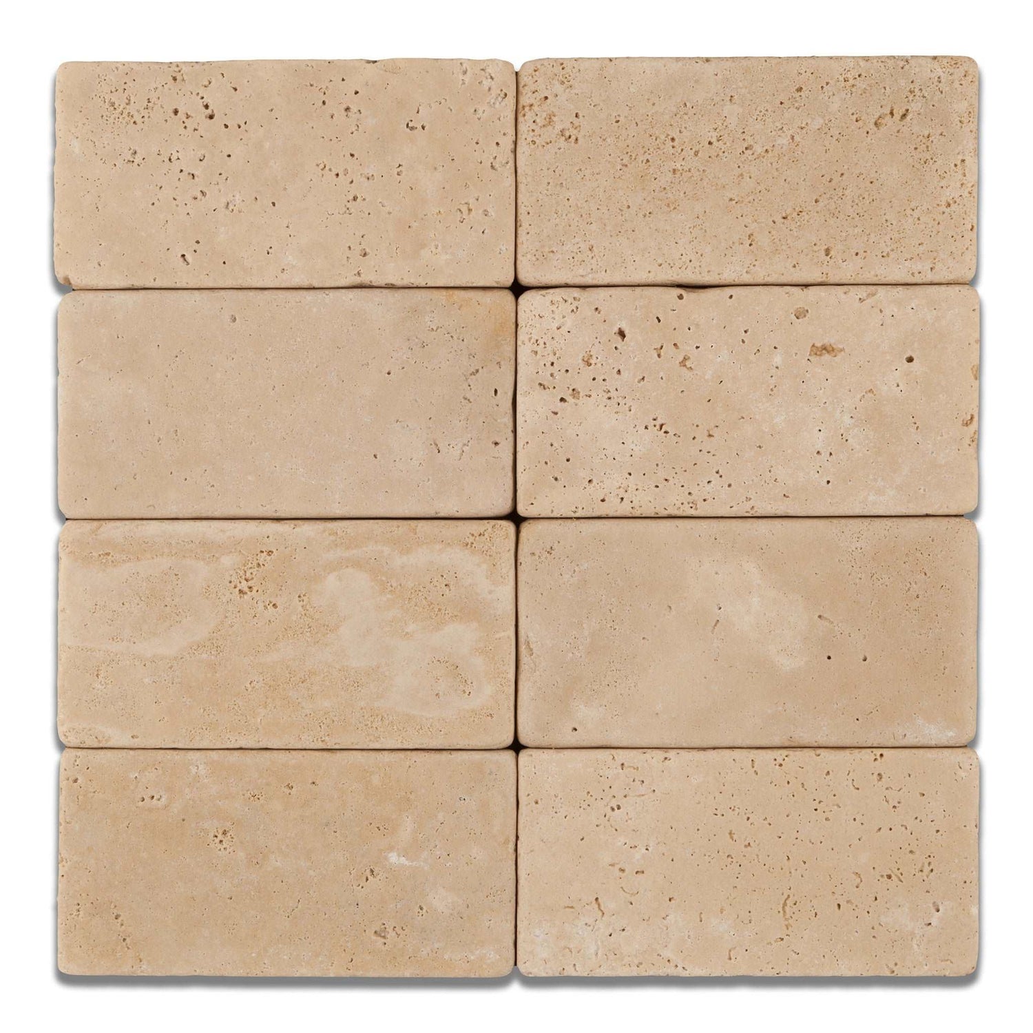 3 X 6 Ivory Travertine Tumbled Subway Brick Field Tile